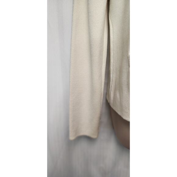 Talbots Women's Knit Cardigan Sweater Pockets Collarless Long Sleeve PM Ivory - Picture 5 of 7